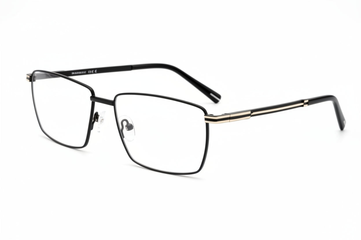 Barrhead rectangle stainless steel men's eyeglasses, front view