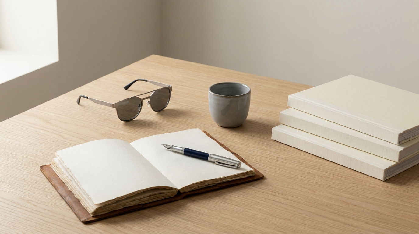 Optical practice desk with notebook and reports