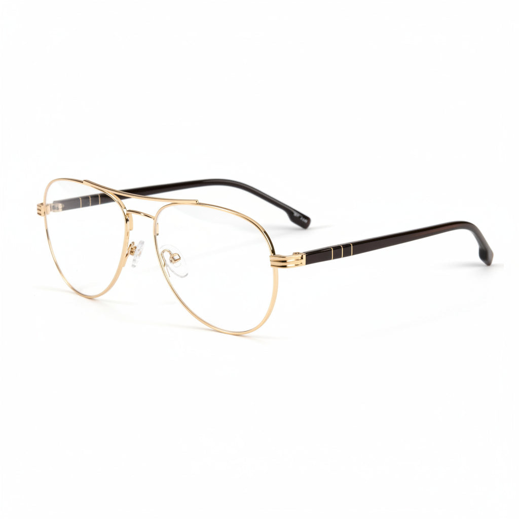 Falher aviator stainless steel men's eyeglasses, front view