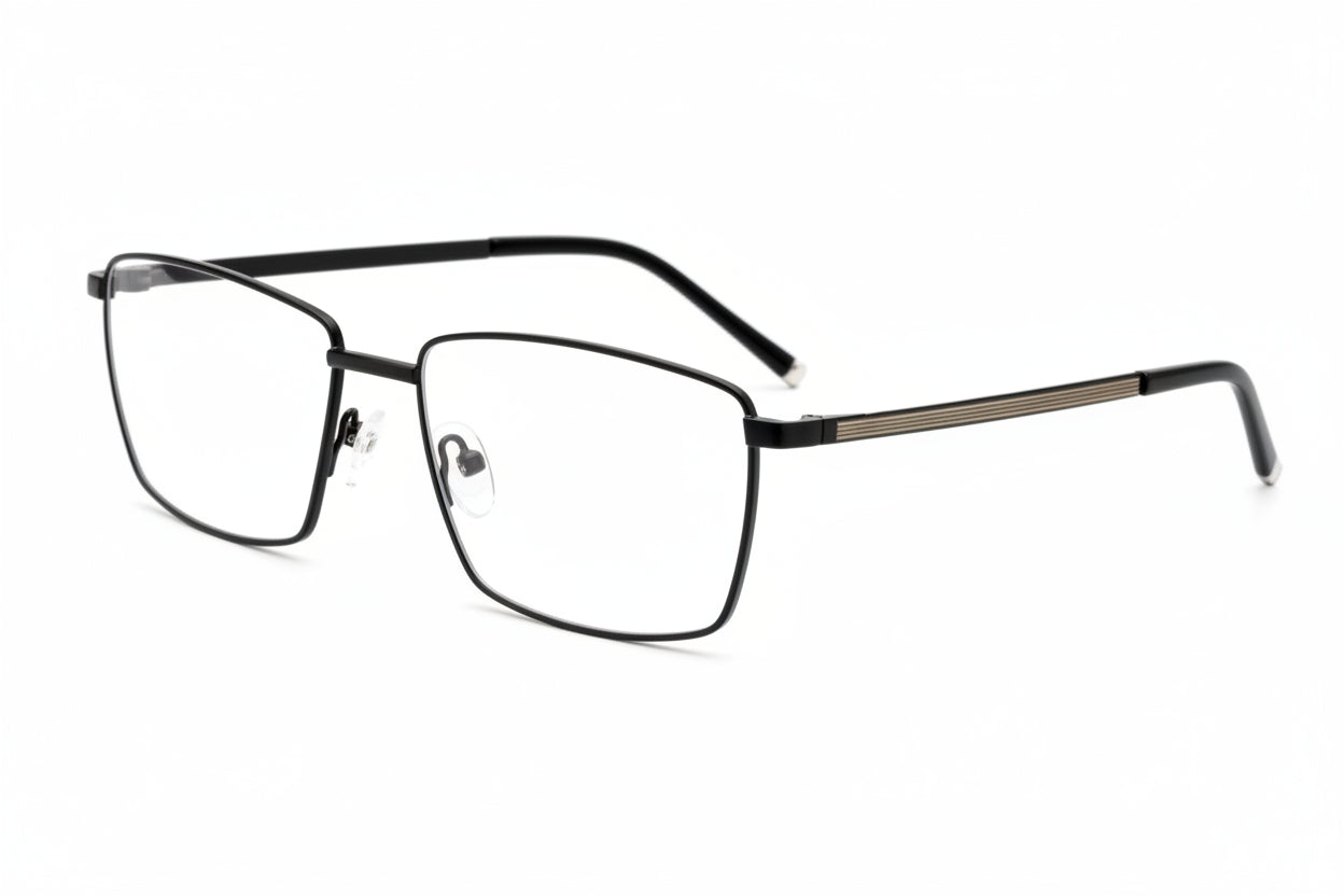 Swan Hills rectangle stainless steel men's eyeglasses, front view