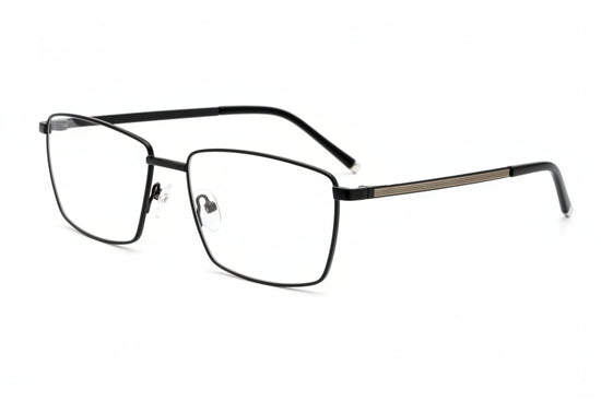 Swan Hills rectangle stainless steel men's eyeglasses, front view