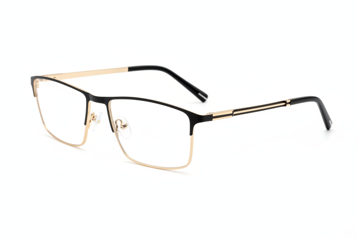 Valleyview rectangle stainless steel men's eyeglasses, front view