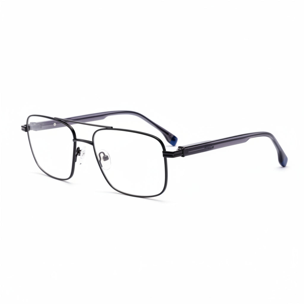 Thorsby rectangle stainless steel men's eyeglasses, front view